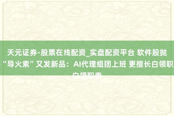 天元证券-股票在线配资_实盘配资平台 软件股抛售“导火索”又发新品：AI代理组团上班 更擅长白领职责