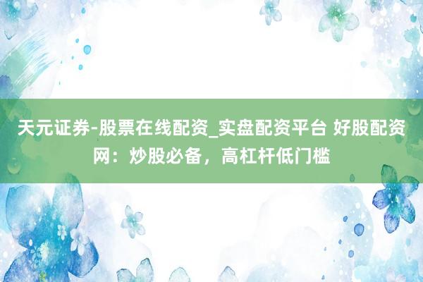 天元证券-股票在线配资_实盘配资平台 好股配资网：炒股必备，高杠杆低门槛