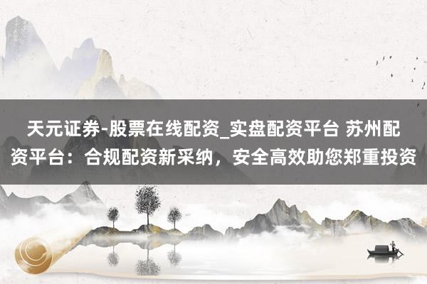 天元证券-股票在线配资_实盘配资平台 苏州配资平台：合规配资新采纳，安全高效助您郑重投资