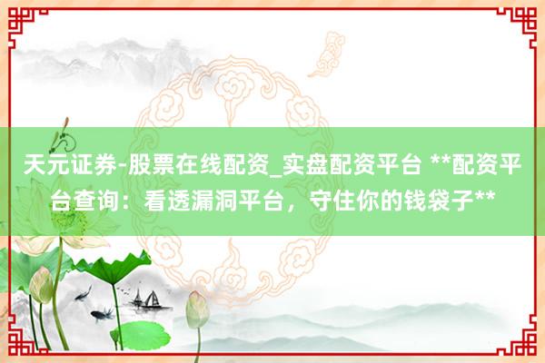 天元证券-股票在线配资_实盘配资平台 **配资平台查询：看透漏洞平台，守住你的钱袋子**